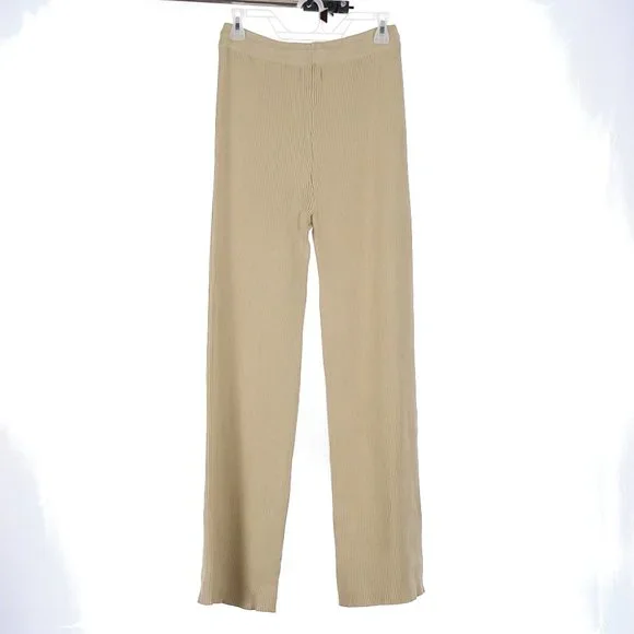 Cider Light Green Beige Ribbed Pants Women's Large - Picture 6 of 7